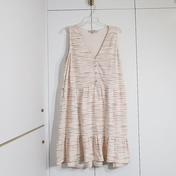 Loft Dress Women's Size XL Multicolor Striped Knit Pullover 100% Cotton - Picture 1 of 5